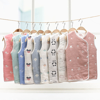 80针织六层纱布睡袋 儿童睡袋防踢被纯棉 全棉柔软婴童纱布马甲|ms