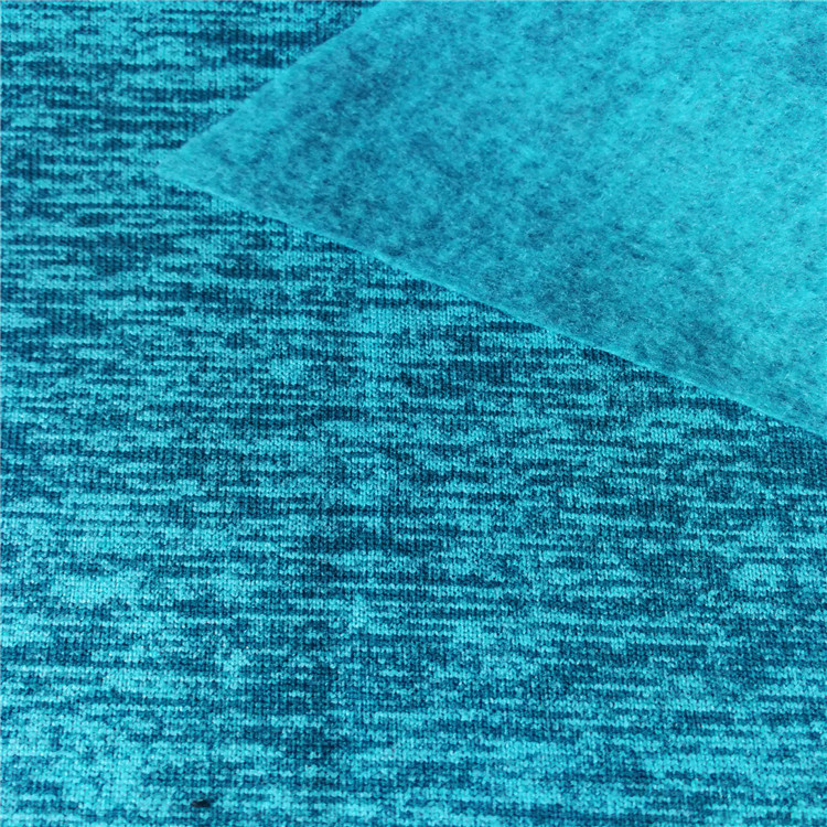 涤纶针织阳涤双色单面绒，彩色花灰拉绒布，针织拉绒运动服面料