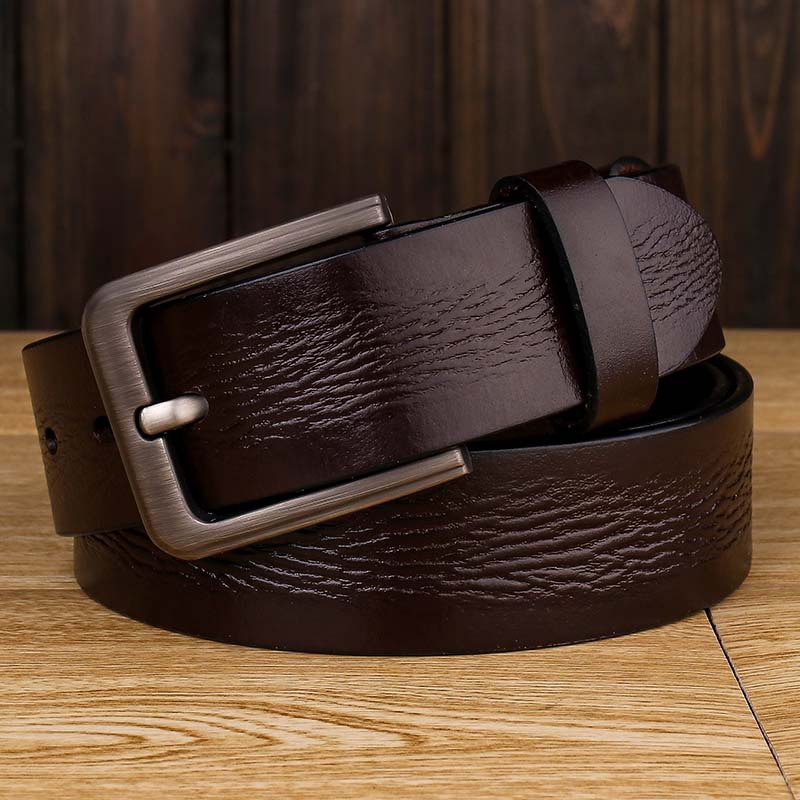 First layer leather men's needle buckle belt casual leather belt male young business men's trousers spot