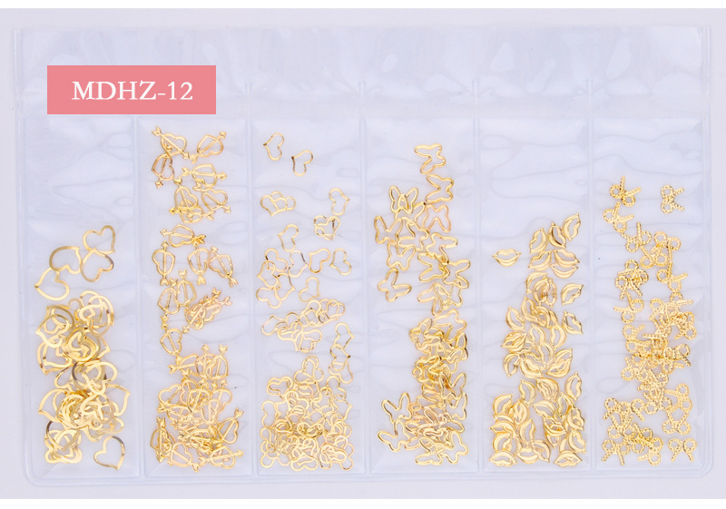 14g Weight Nail Decoration Accessories Nail Supplies 1 Set Quantity Metal Material Geometric Pattern Simple Style Style Factory Mixed New Nail Beauty Ornament Metal Hollow Japanese Star Moon Ocean 6 Grid Nail Decoration 1
