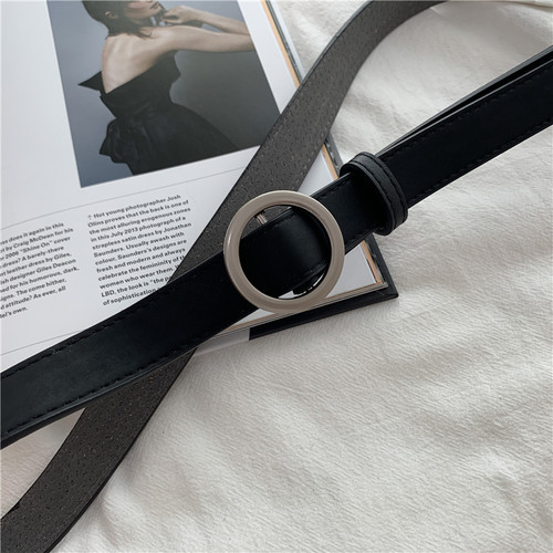 Wholesale non-hole belt for women, simple and versatile, Korean style, fashionable black jeans belt, unisex