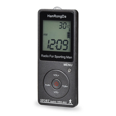 迷你便携FM/AM调频中波运动跑步电子计步器内置锂电池充电收音机