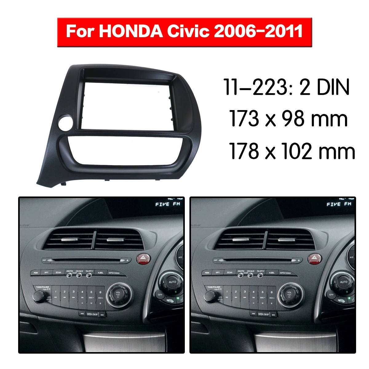 Подходит для навигационного кронштейна Honda Civic 2006-2011 (Европейская версия правое крыло) Модифицированная Поверхностная рама главной панели