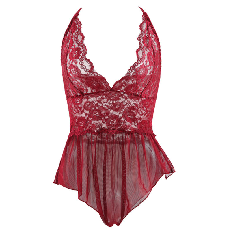 性感欧美热销ebay情趣内衣 可爱黑红连体蕾丝开档多色六码2058|ms