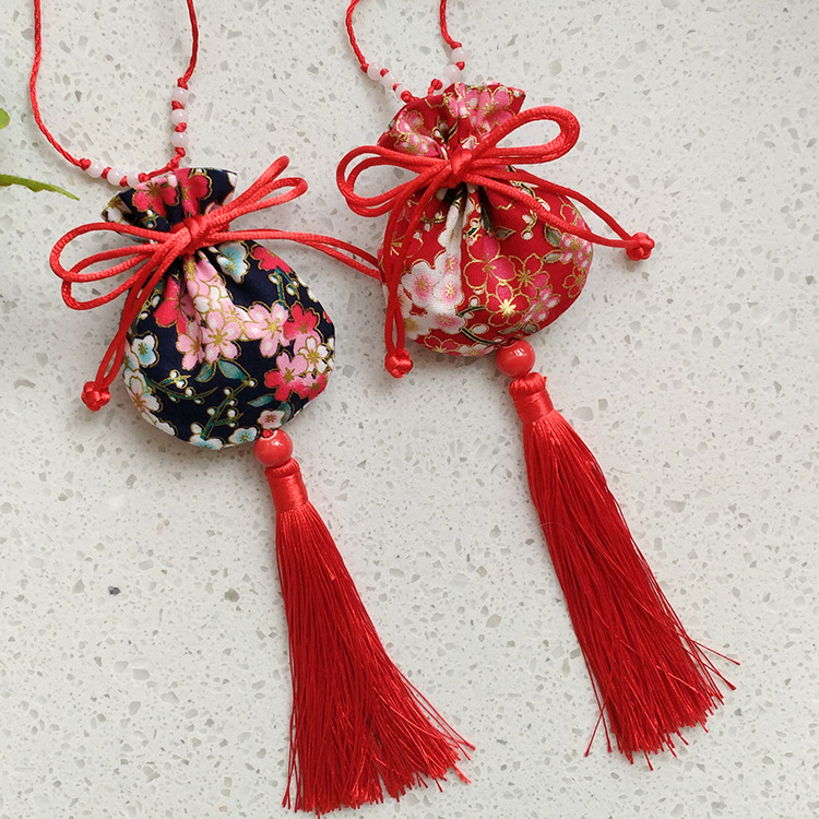 端午节挂脖流苏香包中式印花纯棉布袋小锦袋香囊胎发护身符祈福袋