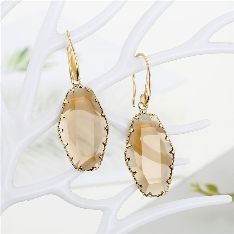 Simple Geometric Polygon Mosaic Crystal Earrings With Multi-faceted Irregular Glass Earrings display picture 4