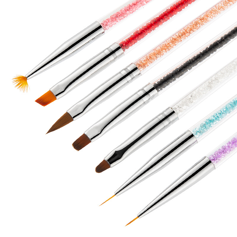 新款美甲水晶笔刷套装花卉扇形晕染笔美甲拉线雕花光疗笔美甲工具