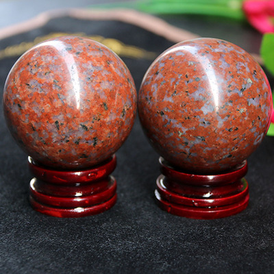 natural jade India Ruby Peach Jade Health Ball agate Handball Middle and old age Recovery Body ball Large 55mm