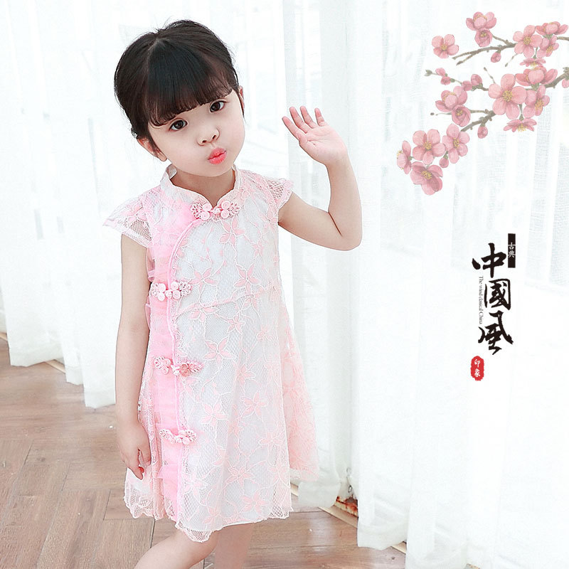 girl Ethnic style Hanfu Cheongsam skirt Children Dress 2019 New products fashion Lace Cheongsam skirt