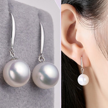 日韩个性简约925银钩珍珠耳环女长款个性串珠耳坠防过敏耳饰品