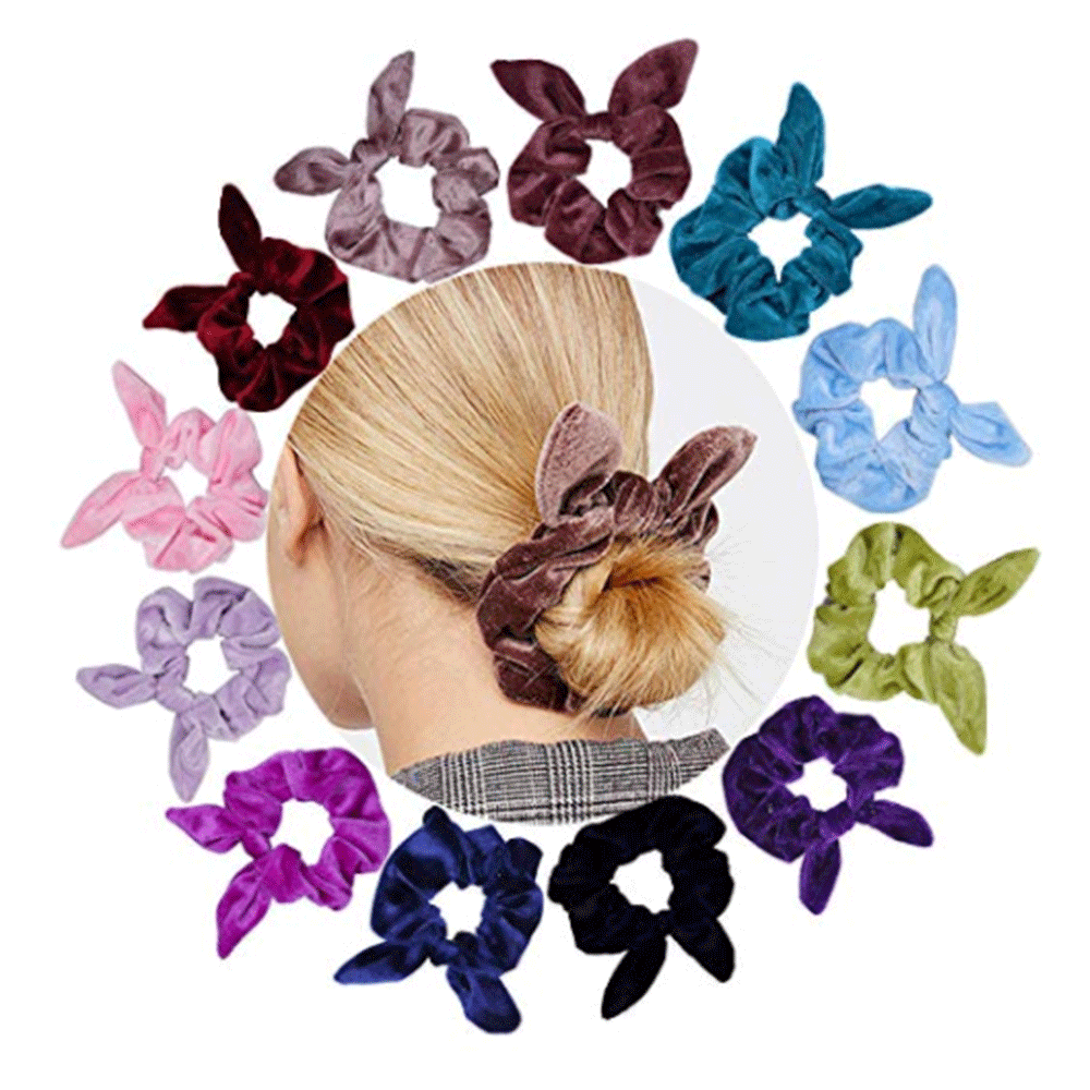 New Fashion Gold Velvet Steel Silk Rabbit Ear Flannel Korean Simple Fashion Cheap Hair Ring Wholesale display picture 22
