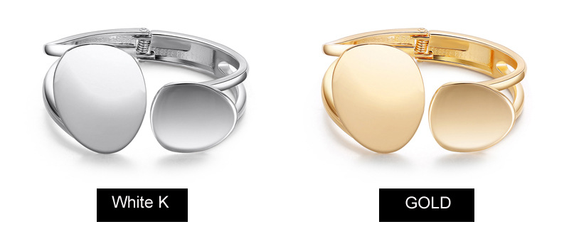 Hollow Asymmetrical Oval Alloy Open Bracelet