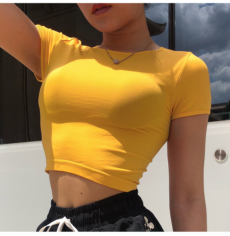 Yoga Top Women Sexy High Waist Gym Shirts Breathable Sport Elastic Crop Top Workout Shirts Fitness Seamless Tank Athletic Tops