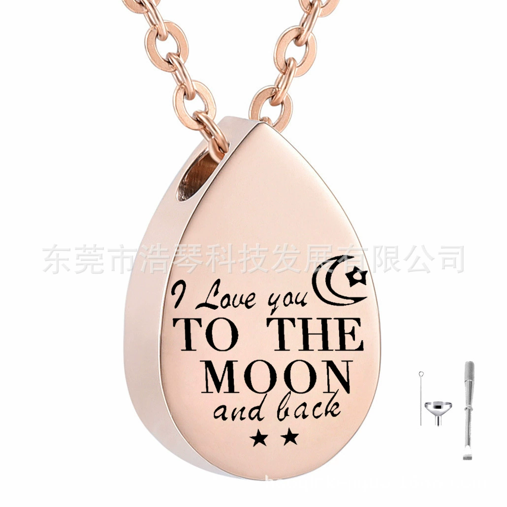 Европейские и американские ювелирные изделия мода флакон духов кулон ПЭТ кости золы ожерелье розовое золото каплевидный кулон шкатулка