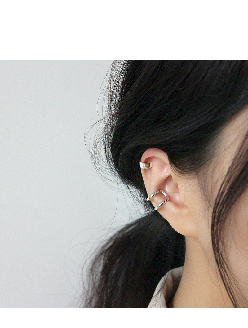 Korean S925 Sterling Silver Simple Double-layer Ear Clip display picture 2