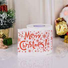 出口欧美卷筒印花纸巾派对圣诞老人头像卫生纸彩色印图案小卷厕纸