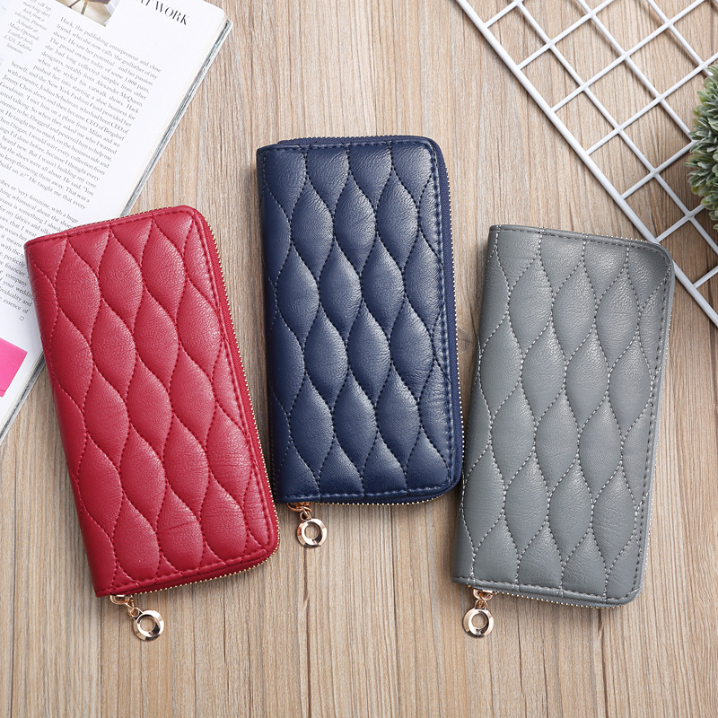 Korean Embroidered Grid Multi-card Slots Large Capacity Long Wallet display picture 19