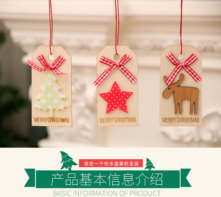 New Christmas Decoration Christmas Wooden Pendant Christmas Tree Pendant Bow Wooden Tagpicture1
