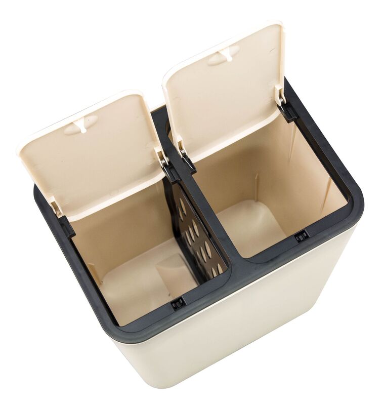 Kitchen Household Press-type Double-lid Split Garbage Sorting Dry and Wet Garbage Bin with Lid Thickened Plastic 2-compartment