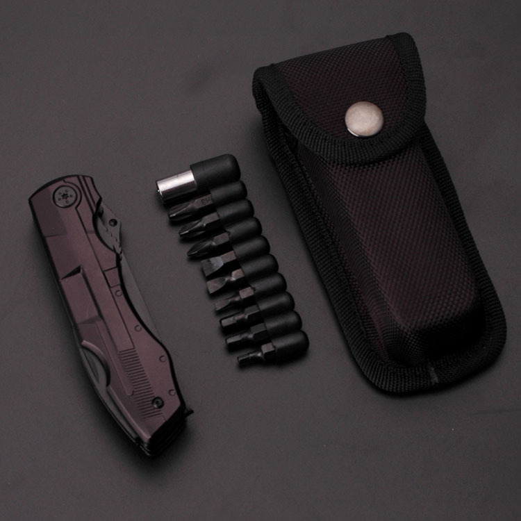 户外野外餐叉刀不锈钢餐叉多功能9开瑞士军刀组合电咏三色折叠刀