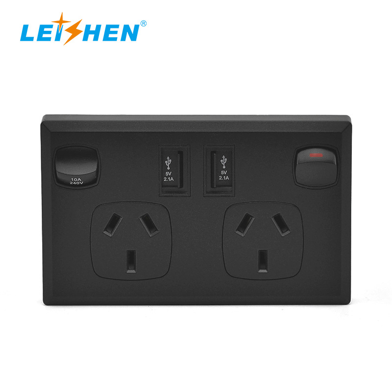 SAA认证插座澳州墙壁插座 双USB2.1A墙壁开关插座 澳规插座