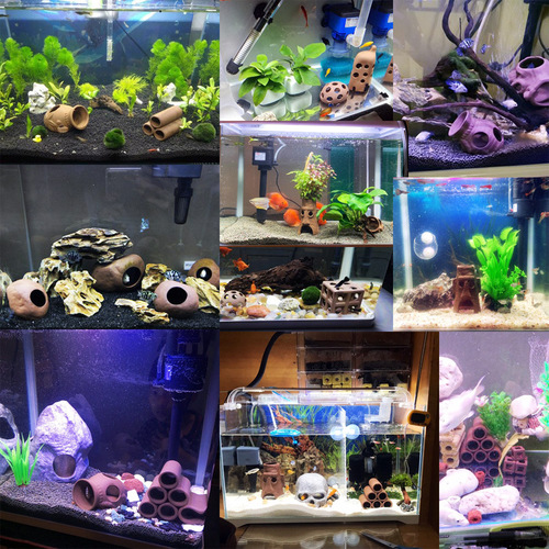 Fish tank landscaping shelter house breeding fish nest shrimp house shrimp nest spawning hole three lakes cichlid pottery pot special-shaped fish breeding tank