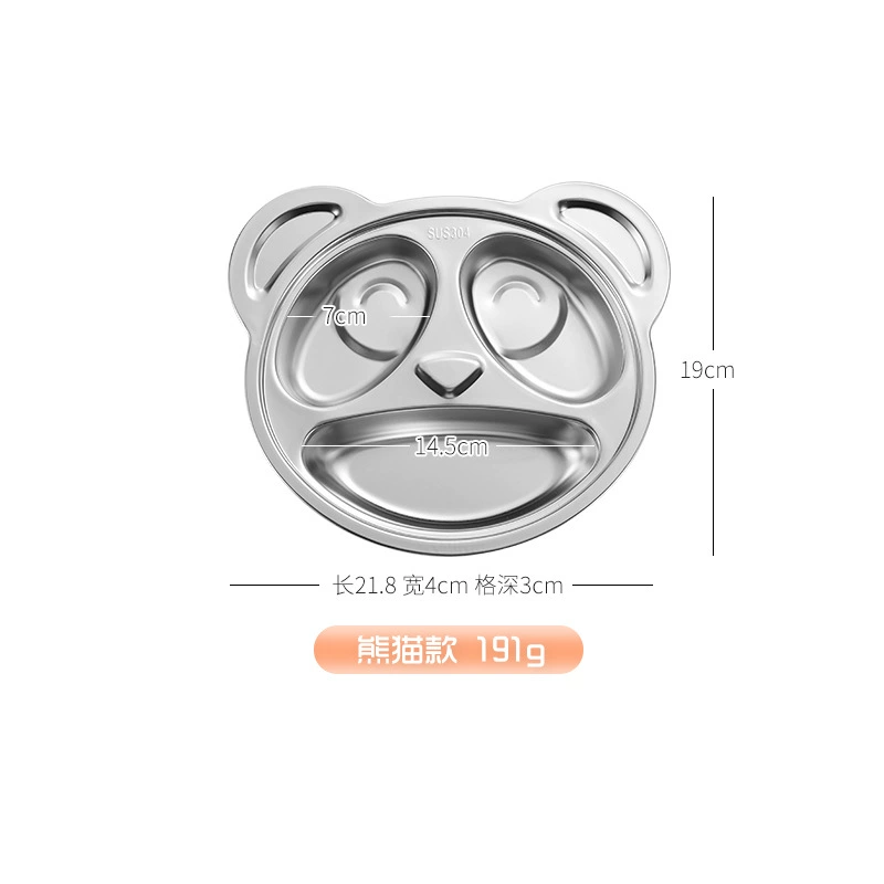 YiMi Cartoon Kids Dinner Plate, Stainless Steel, Thickened, Anti-Scald, Kid-Safe Fall-Proof Home Use