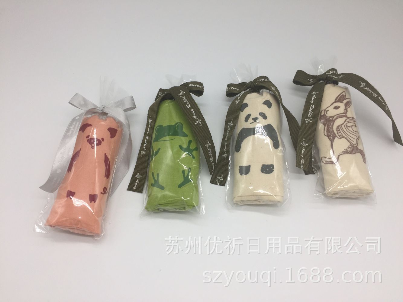 全棉印花布袋多色可爱出口日本尾单购物袋小孩肩带印小动物超可爱