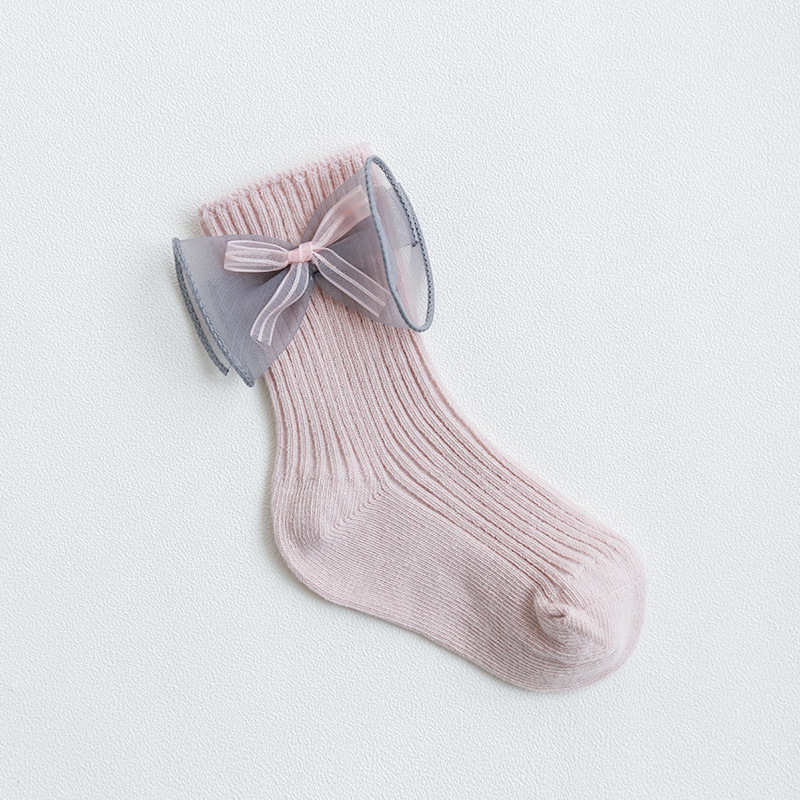 19 primavera y verano nuevo bebé calcetines arco encaje bebé calcetines aguja DOBLE BOCA suelta color sólido recién nacido NIÑOS Calcetines