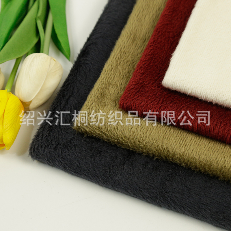 源头工厂全涤不倒绒 针织抓绒 针织拉绒服装面料 冬季保暖布料