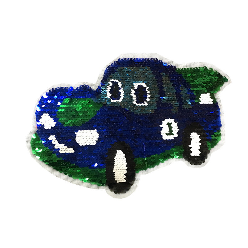 Sequin Flip Cartoon Car Sequins Children's Clothing Sweater Decoration Stickers Embroidery Chapter Double-sided Gradient Color Patch display picture 4