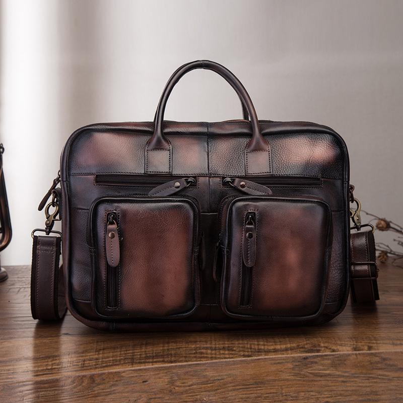 10396923108 2068518898 Men Oil Waxy Leather Antique Design Business Travel Briefcase Laptop Bag Fashion Attache Messenger Bag Tote Portfolio Male k1013