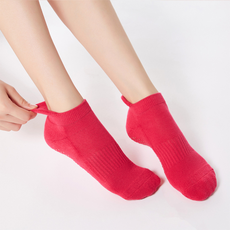 Nuevos calcetines de yoga transfronterizos engrosados toalla caliente parte inferior cómoda punta redonda Terry deportes barco Calcetines calcetines de piso de estilo coreano