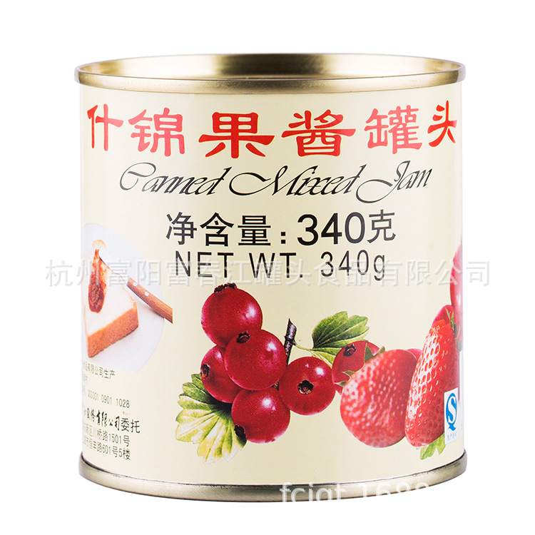 厂家直销出口批发 早餐面包 富春江 什锦果酱罐头340g 苹果山楂