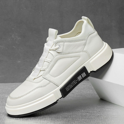 新款真皮鞋男士内增高男鞋休闲运动板鞋韩版潮流隐形增高鞋男6cm