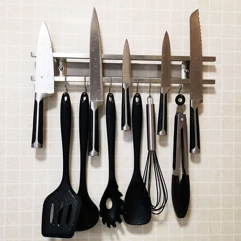 多功能厨房置物架不锈钢磁性刀架厨房收纳架免打孔磁铁刀架|ms