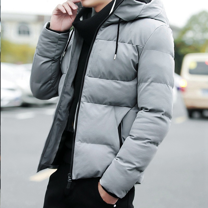 Men Solid Winter Warm Padded Jacket Youth Casual Slim Fit Hooded Quilted  Coat | eBay