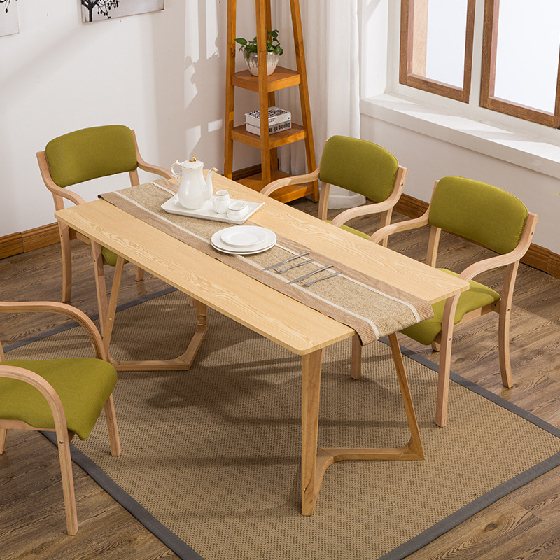 现代简约实木餐椅布艺 北欧客厅小户型单人书房椅 家用书桌靠背椅