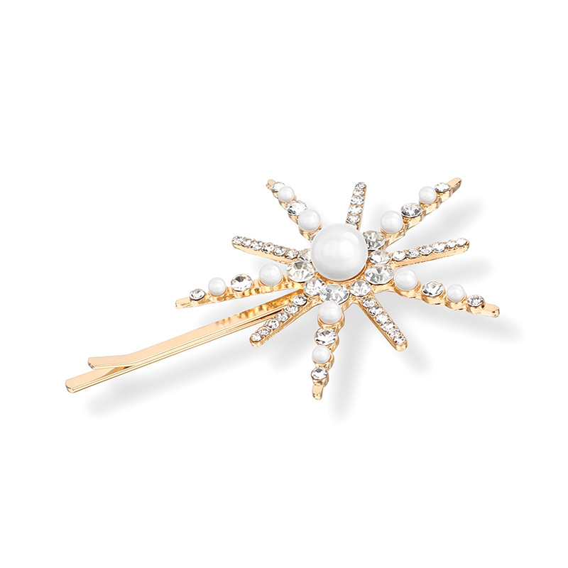 New Fashion Retro Flower Pearl Hairpin Creative Light Star Rhinestone Hairpin Wholesale display picture 2