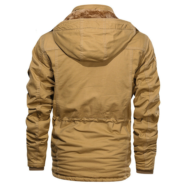 Autumn and winter men’s hooded Plush embroidered jacket pure cotton water washed jacket for men