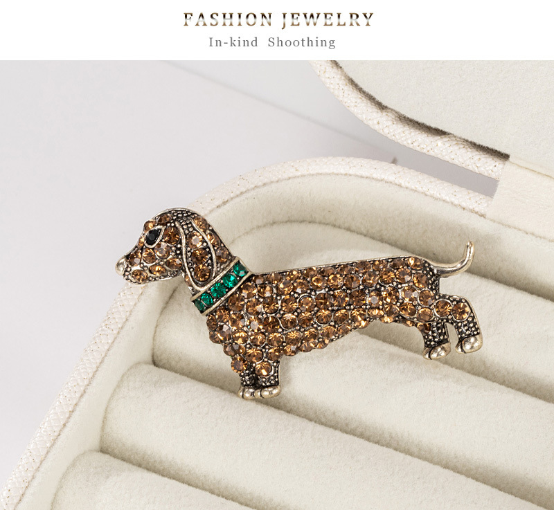 10g Weight Rhinestones Inlay Material Brooches Classification Alloy Material Dog Pattern Simple Style Pin Dog Alloy Plating Inlay Rhinestones Unisex Brooches 3