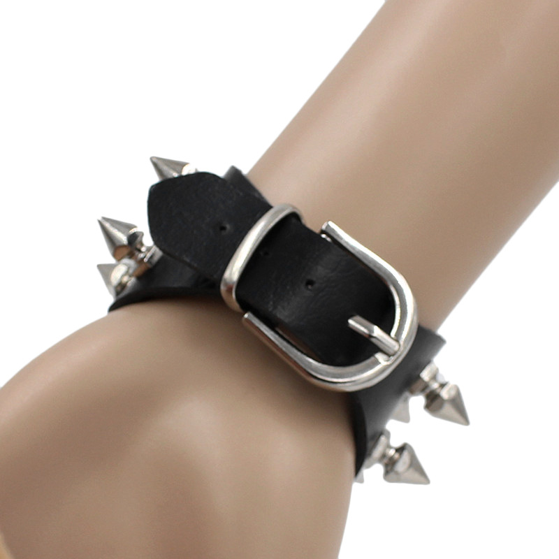 30g Weight wristband Classification Punk Solid Color Pu Leather Alloy  Unisex Wristband