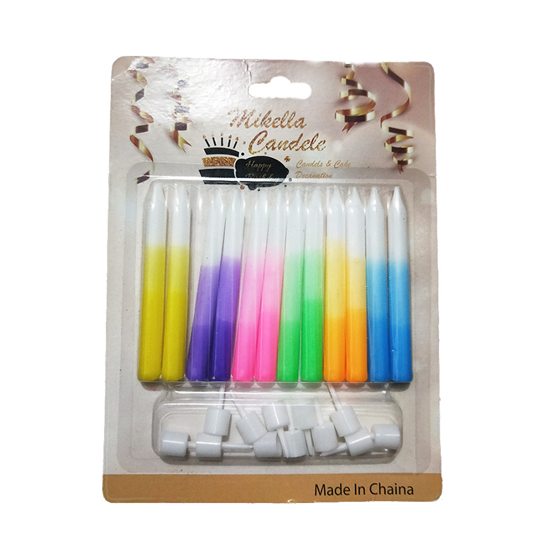 12 velas de múltiples capas del arco iris 0,8*7,5 cm