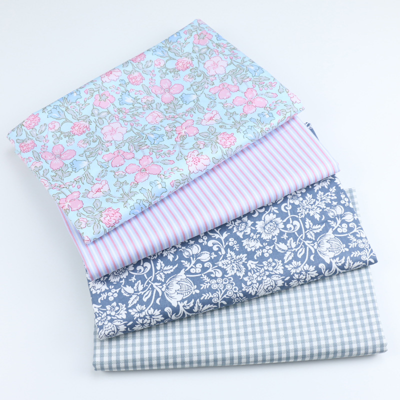 韩版田园花卉细条纹布料 全棉被套床单床帘睡衣睡裤面料 纯棉花布