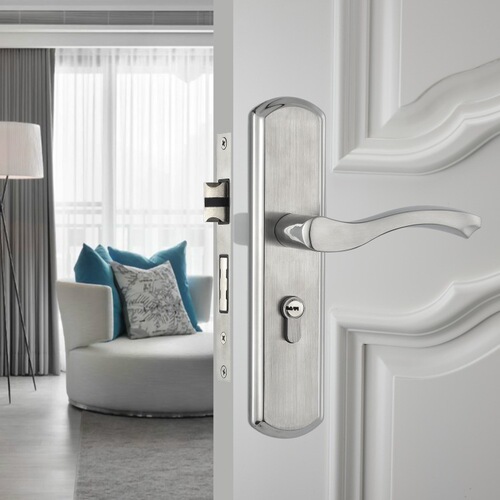 Direct factory sale stainless steel adjustable spacing door lock, suitable for indoor bedroom wooden doors, single tongue and double tongue lock change
