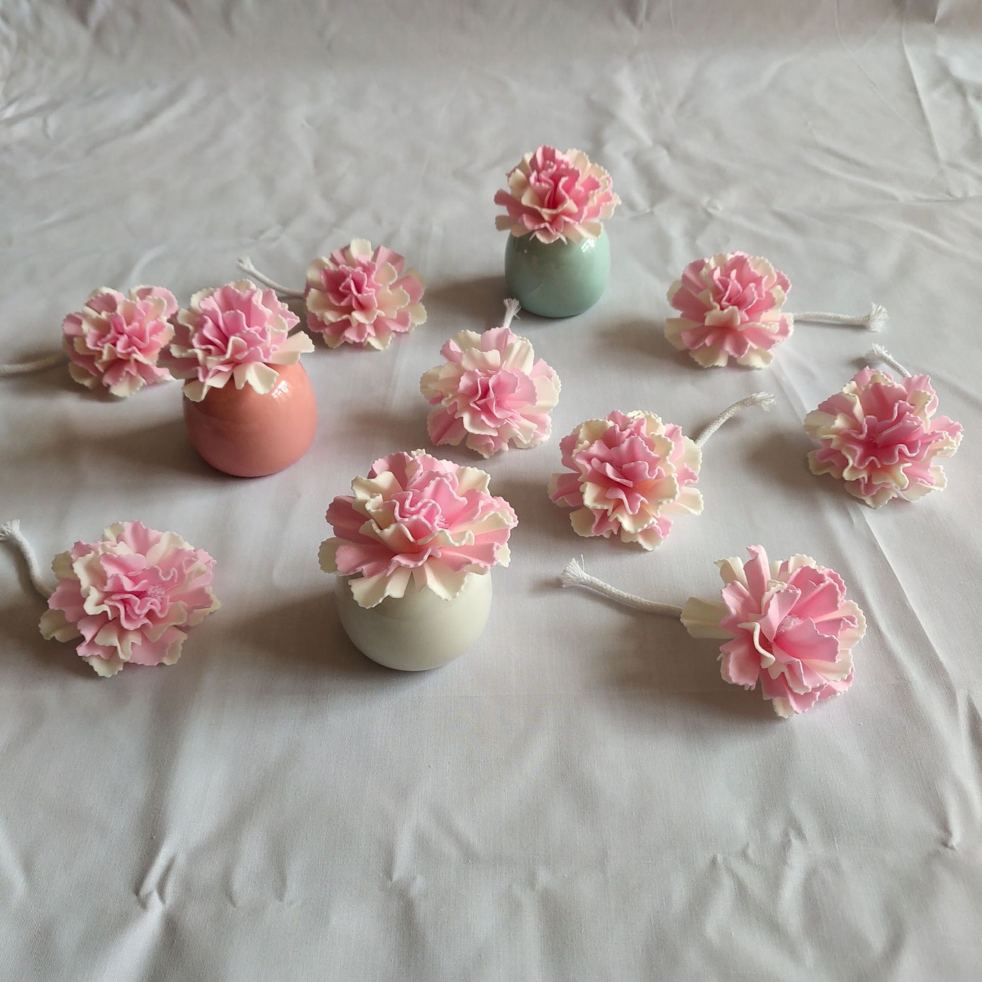 手工制作康乃馨 仿真精油香薰花 幹花 酒店臥室內衛生間香氛擺件