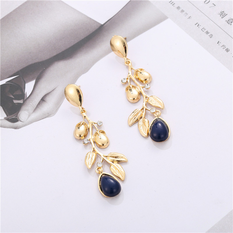 Leaf-studded Geometric Creative Plant Alloy Plating Earrings Accessories Female Jewelry display picture 7