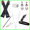 1920s Flapper Girl Dress Halloween Costume Gloves Smoking Ring Neck Link with Five -piece Five -Piece