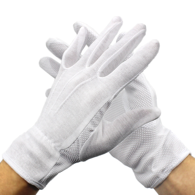 棉点胶防滑手套点塑劳保汗布手套高档三道筋品质检验礼仪工厂手套