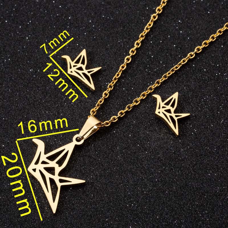 Fashion Moon Coconut Tree Fish Bone Stainless Steel Plating Hollow Out Earrings Necklace 1 Set display picture 5